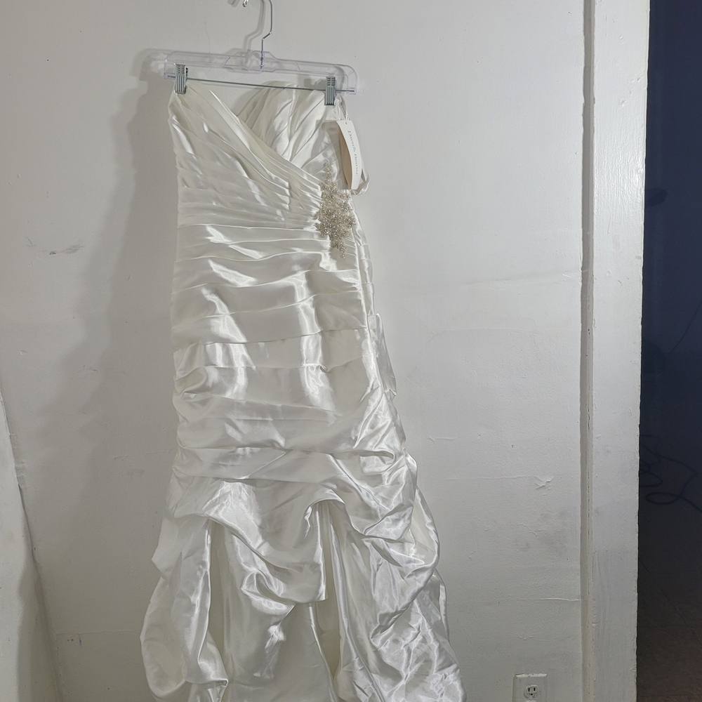 David's Bridal White Satin Gown